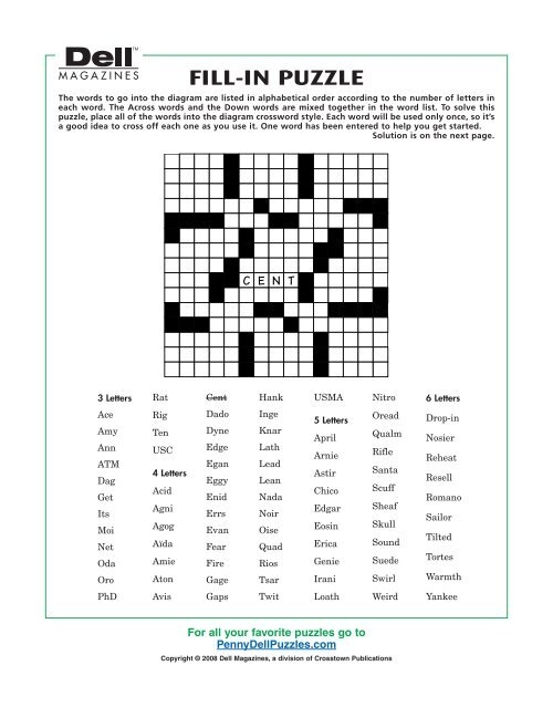 Dell Easy Crossword Puzzles Printable Printable Templates Protal