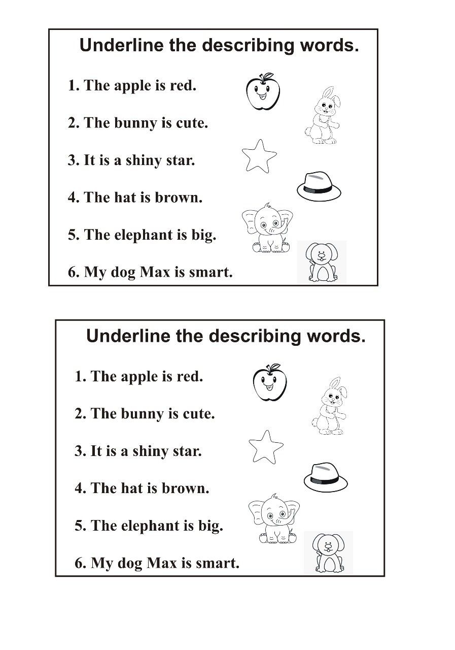 Describing Words Worksheet For Ukg Kindergarten Worksheets