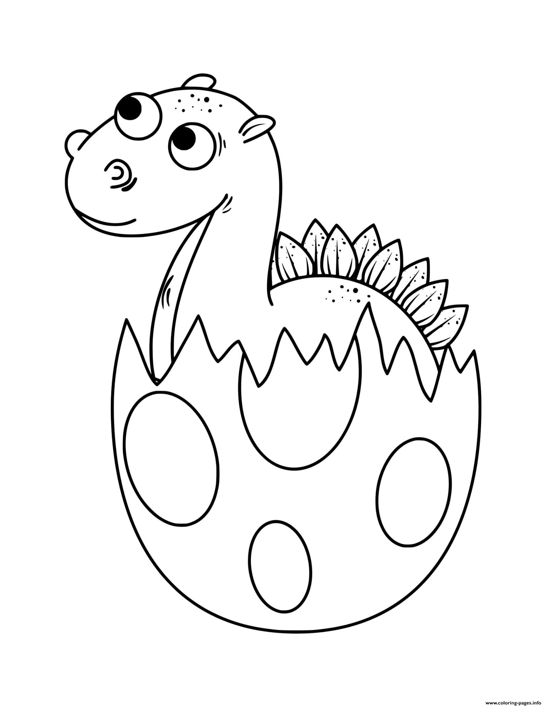 Dinosaur Baby Dinosaur Hatching From Egg Coloring Page Printable