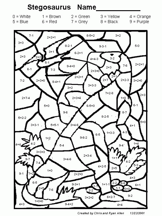 Dinosaur Color By Number Coloring Home