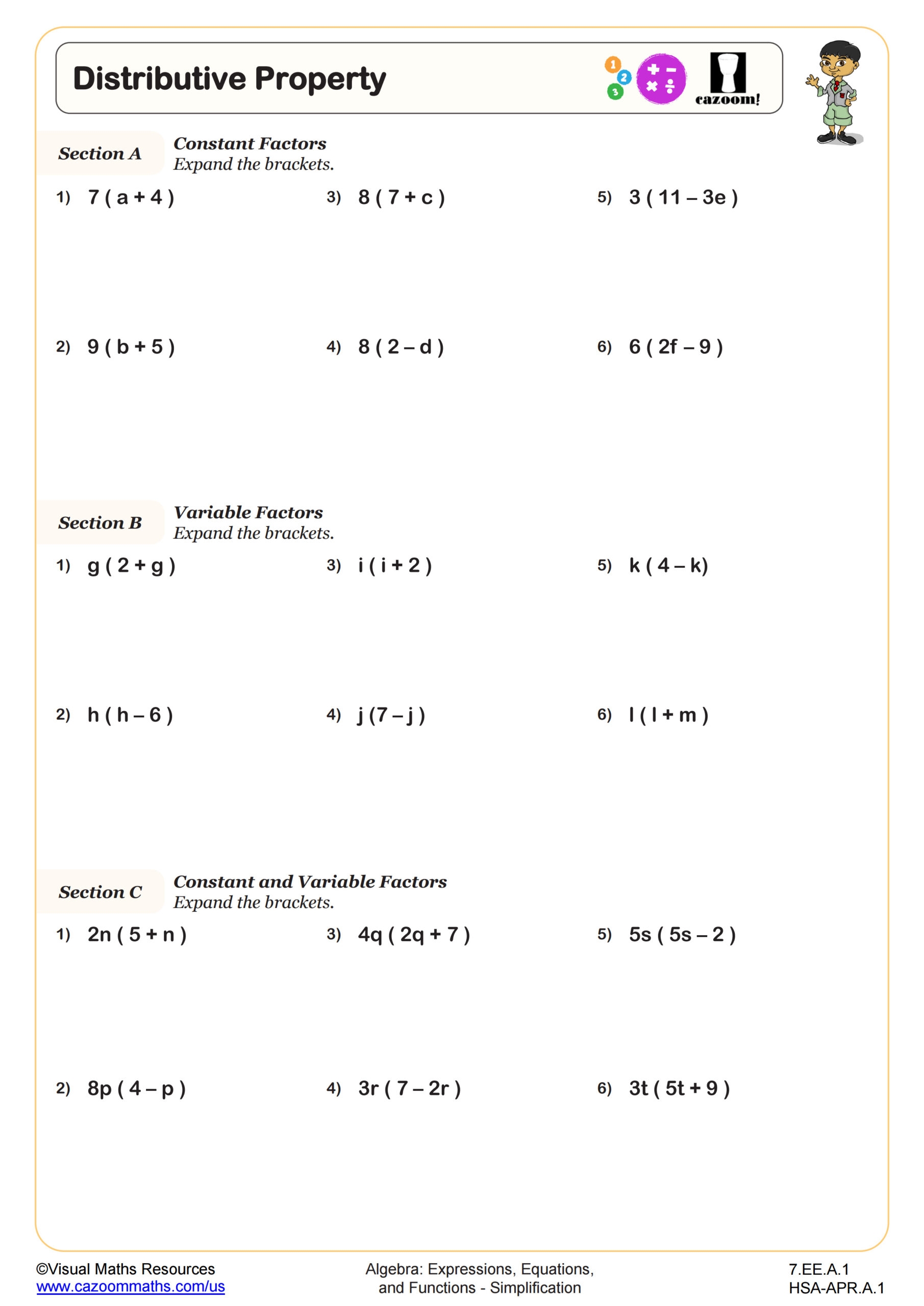 Distributive Property Worksheet Fun And Engaging 7th Grade PDF 