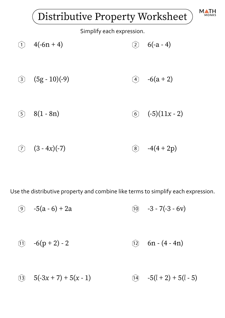 Distributive Property Worksheets With Answer Key Worksheets Library