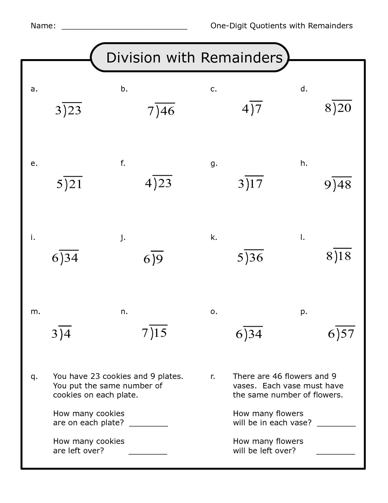 Division Worksheets For 4th Graders Divisonworksheets