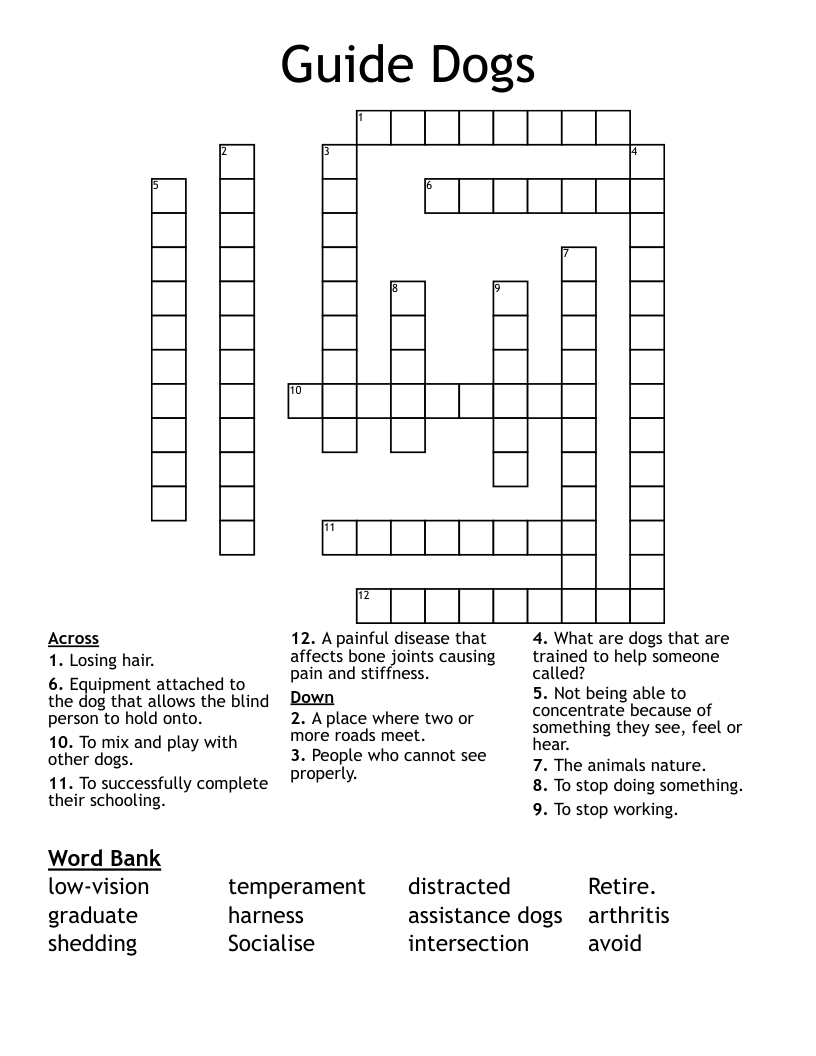 Dog Crossword Puzzle Printable