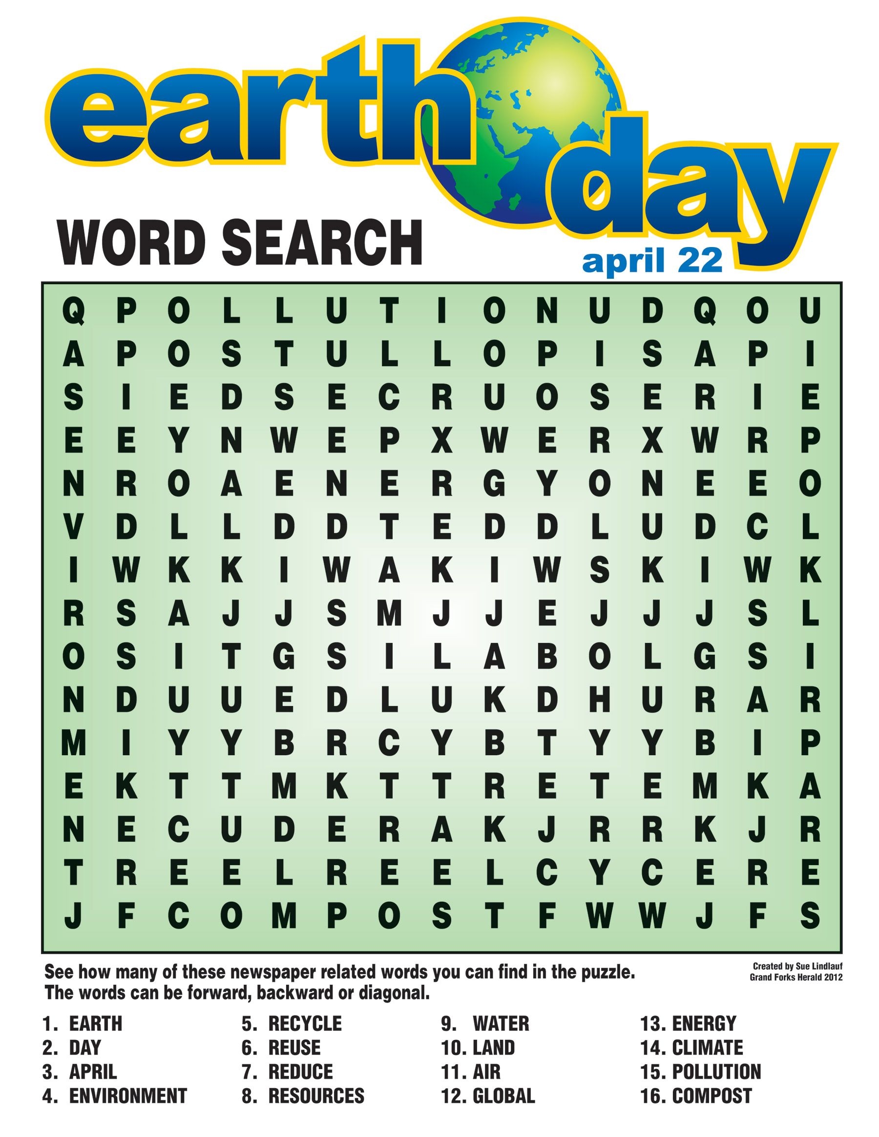 Earth Day Word Search Printable Printable Sight Words List