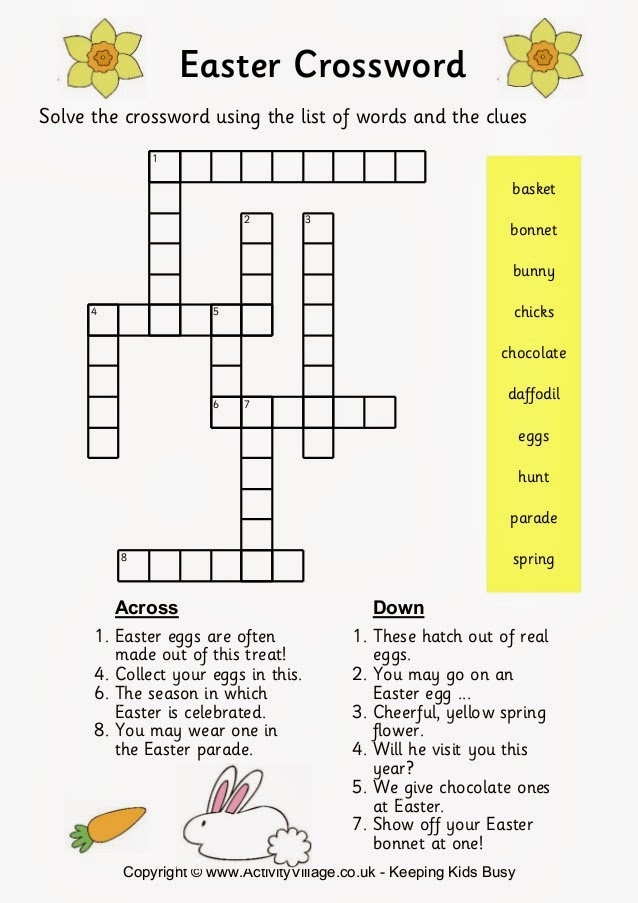 Easter Crossword Free And Printable