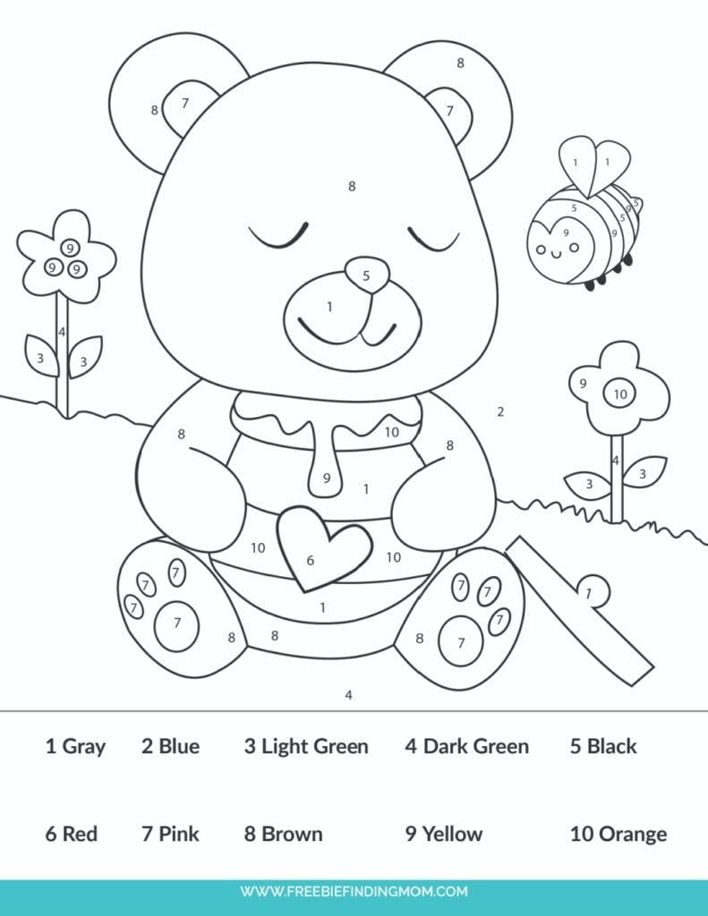 Easy Color By Number Worksheets Worksheets For Kindergarten