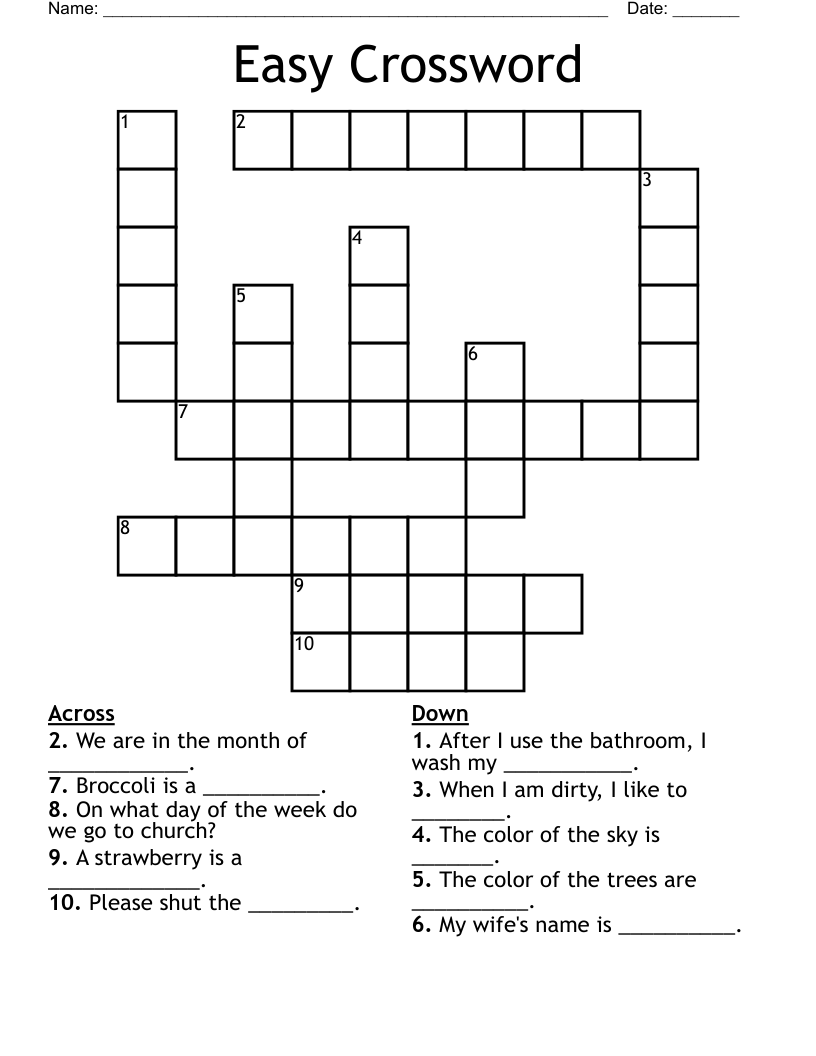 Easy Crossword Puzzles For Beginners