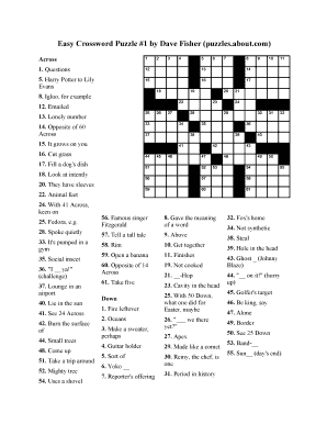 Easy Crossword Puzzles Pdf Fill Online Printable Fillable Blank 