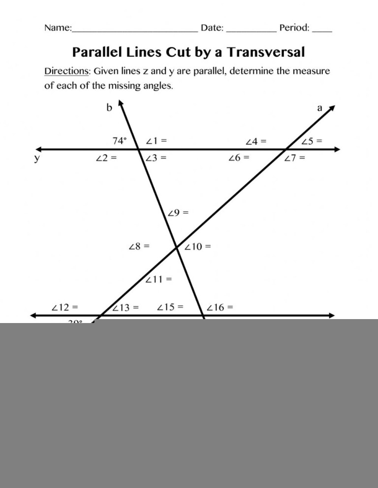 Ejercicio De Parallel Lines Cut By A Transversal Angleworksheets