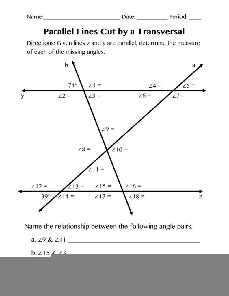 Ejercicio De Parallel Lines Cut By A Transversal Angleworksheets
