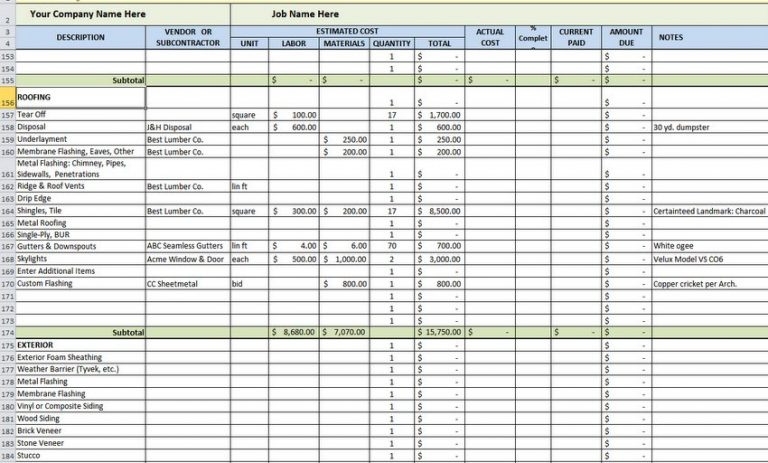 Estimating And Budgeting Worksheet Excel Free Budgeting Worksheets