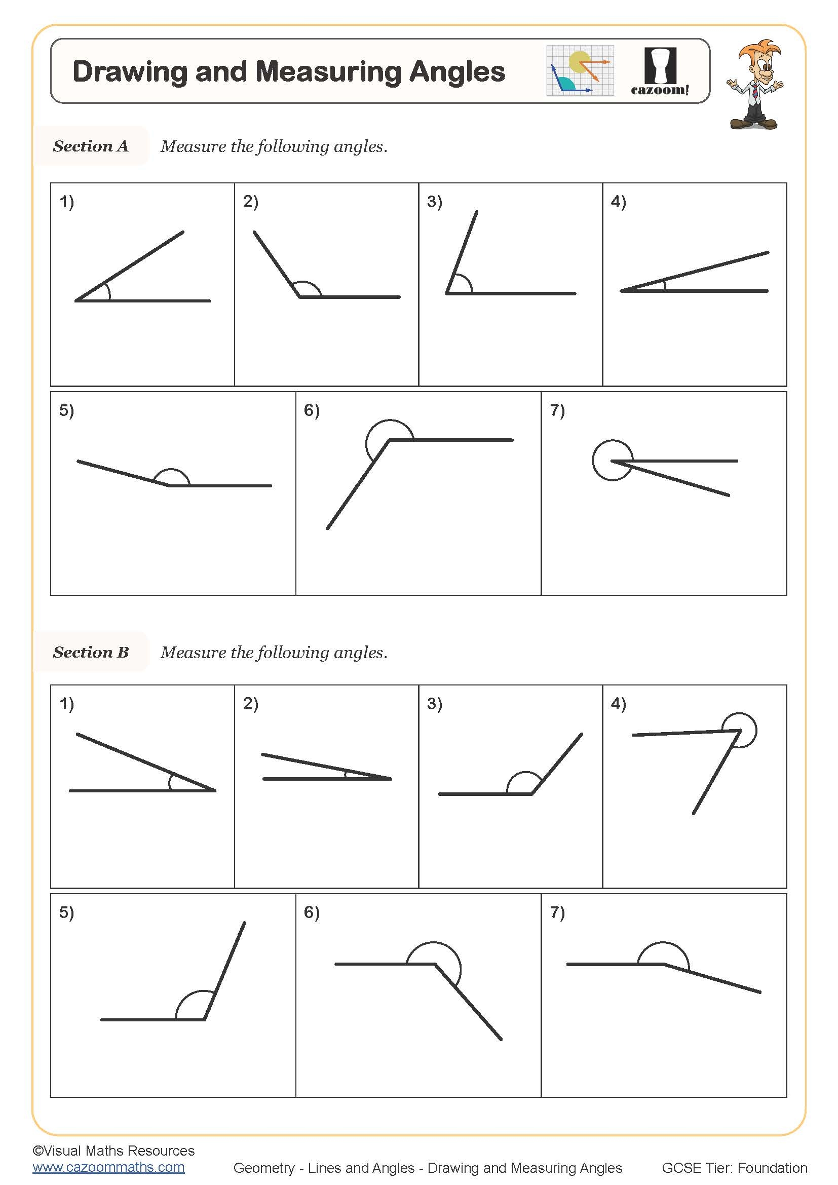 Estimating And Measuring Angles B Worksheet For 3rd 5th Grade 