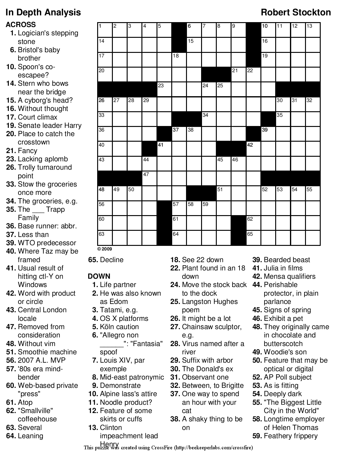 Eugene Sheffer Printable Crossword Puzzles Please Click On The Pdf Icon