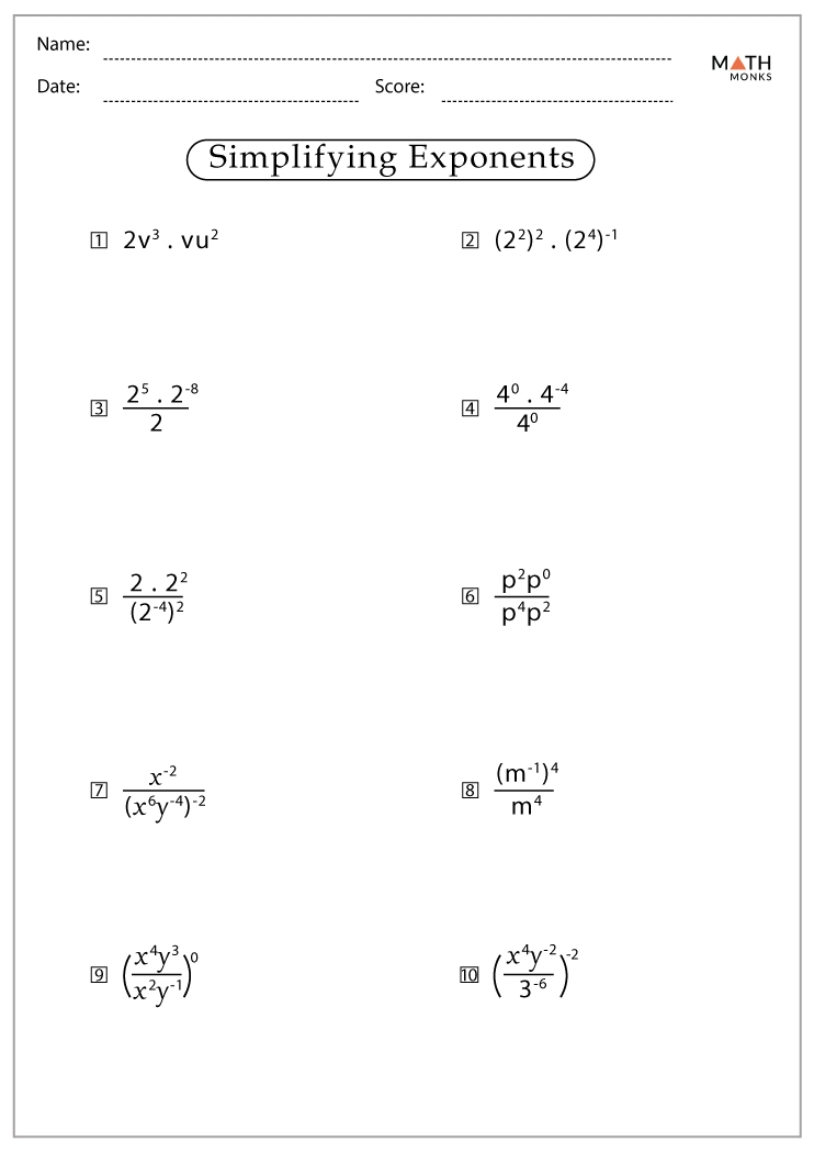 Exponents Worksheets Worksheets Worksheets Worksheets Library