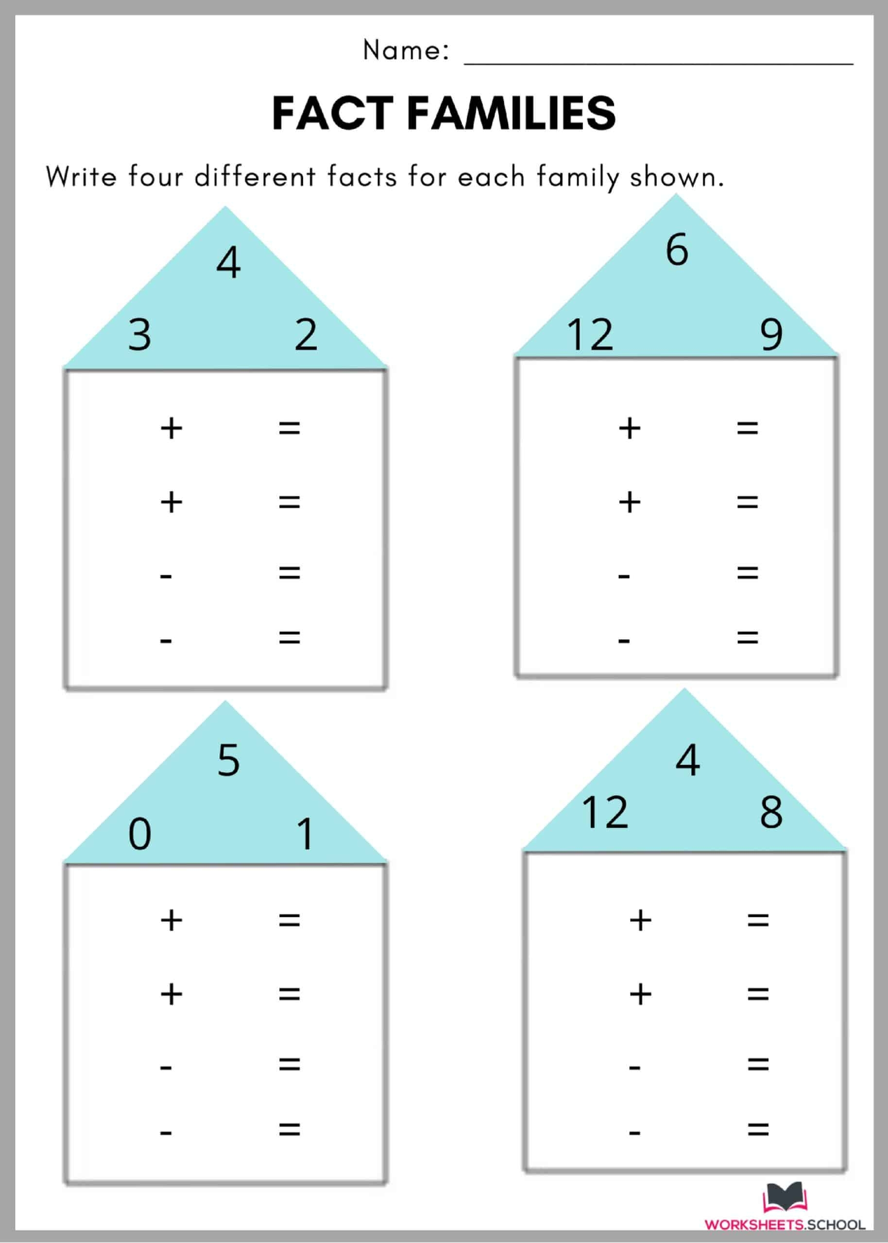 Fact Families Worksheets 99Worksheets Worksheets Library