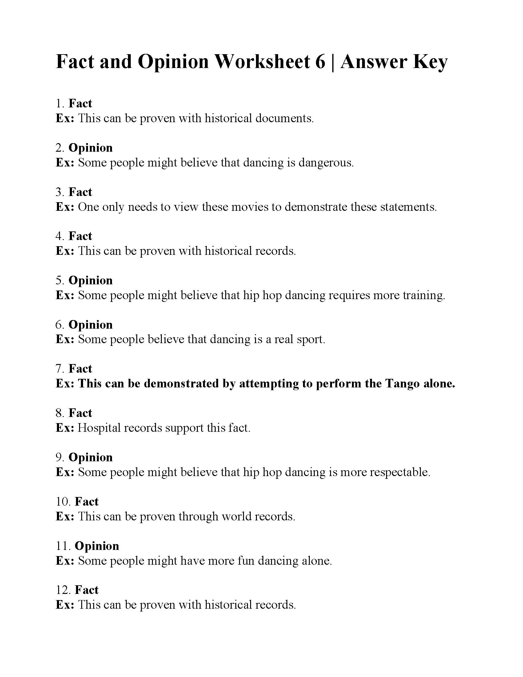Fact Or Opinion Worksheets Worksheets For Kindergarten