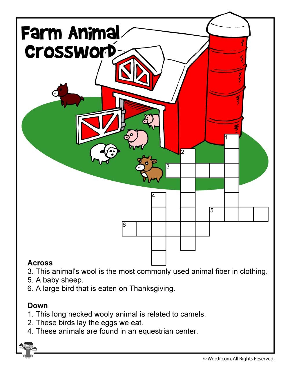 Farm Crossword Puzzle Printable Printable Word Searches