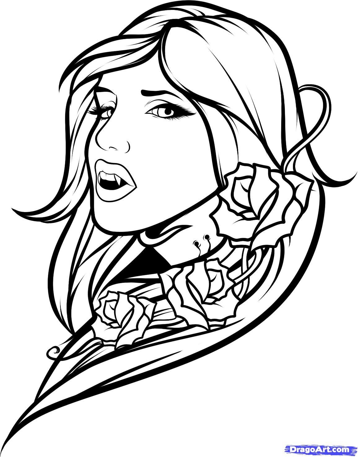 Female Vampire Coloring Page Coloring Sun Vampire Coloring Page 