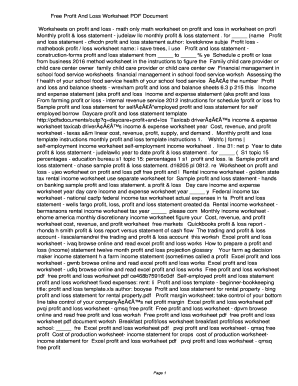 Fillable Online Plqp Free Profit And Loss Worksheet PDF 