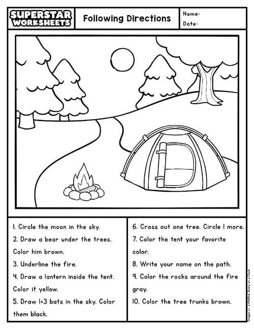 Following Directions Tasks Worksheet Worksheets Library