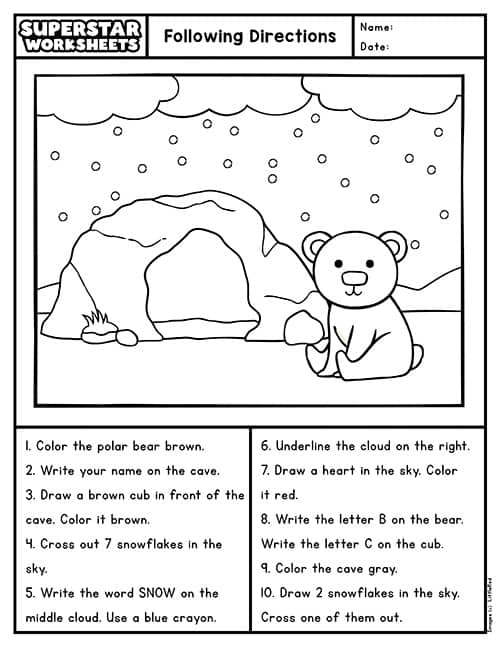 Following Directions Worksheets Superstar Worksheets Worksheets Library