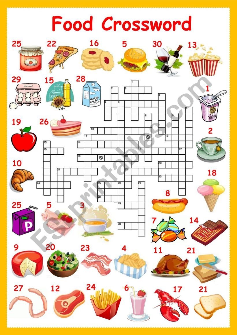 Food Crossword Puzzle Printable Crossword Puzzles Printable