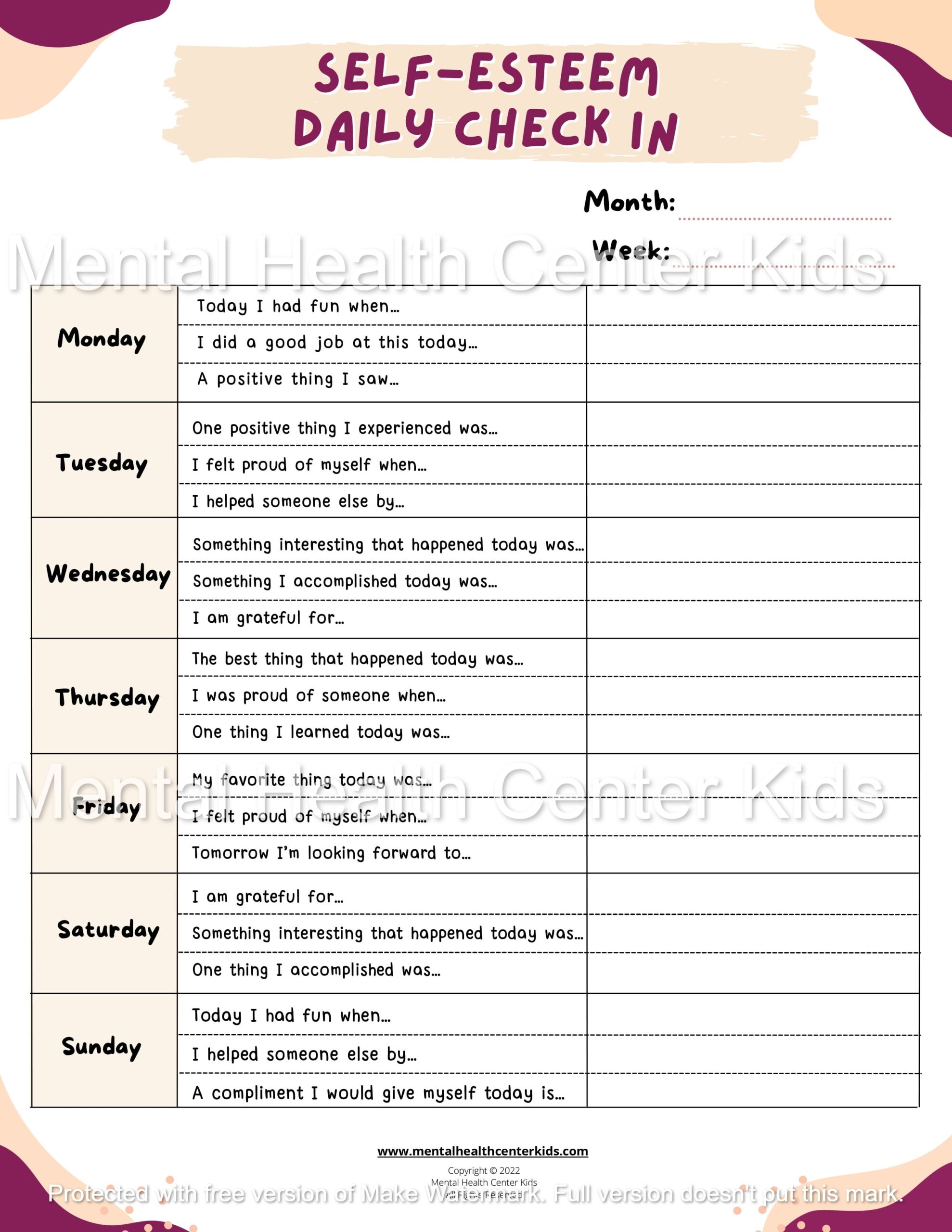 Forgiving Myself Self Forgiveness Self Esteem Worksheet Kids Teens 