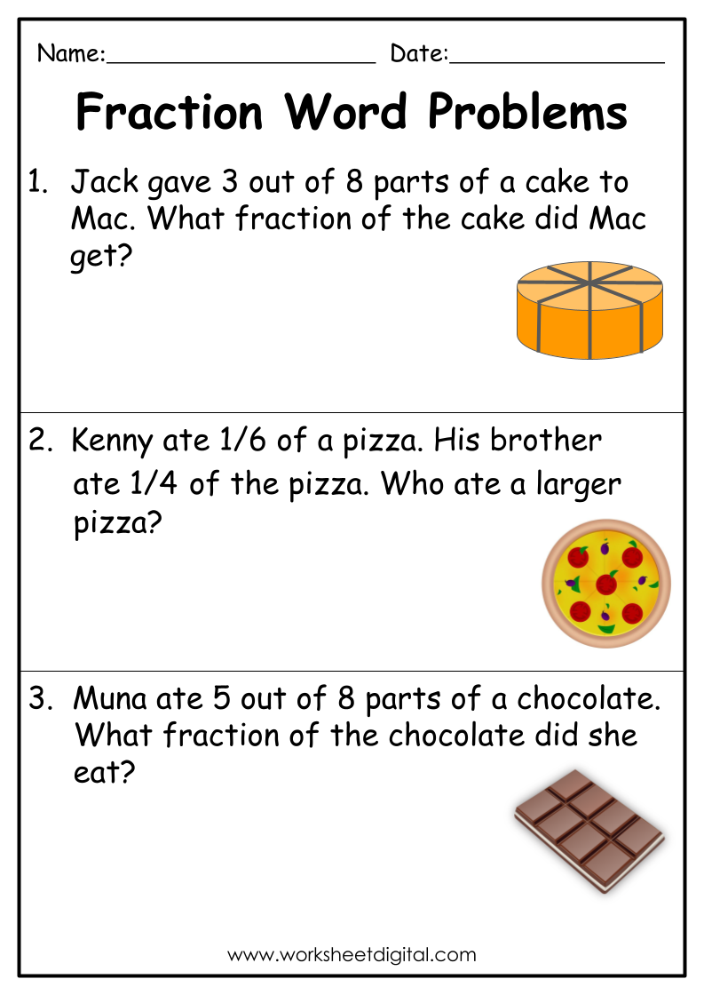 Fraction Word Problems Grade 4 Worksheet Digital Worksheets Library