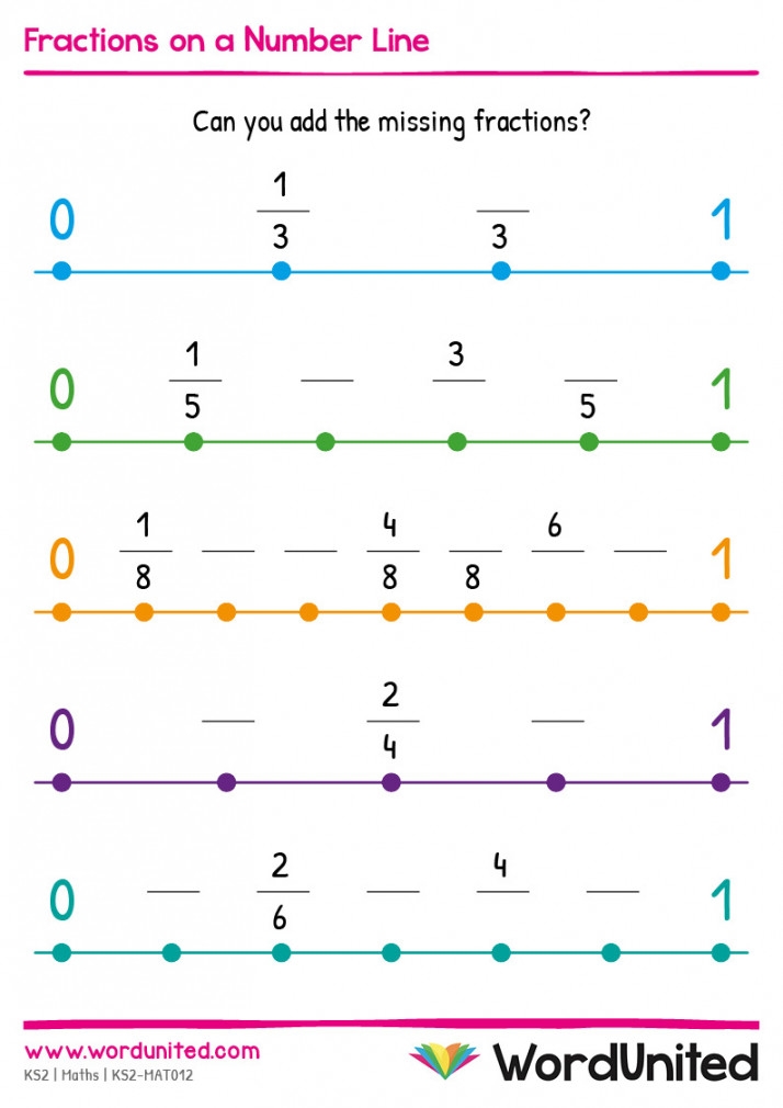 Fractions On Number Line Worksheet Printable PDF Template