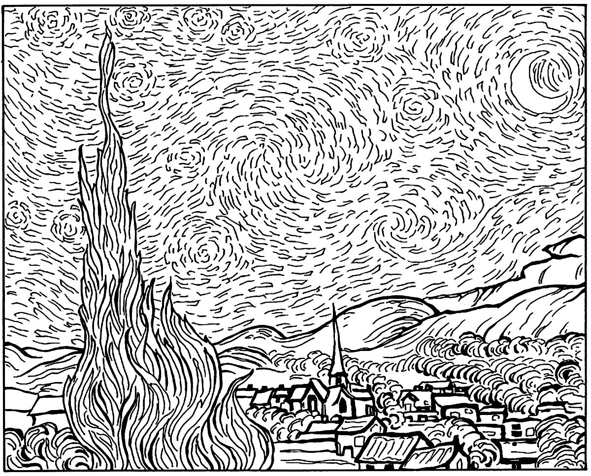 Free Coloring Page Of Van Gogh Vincent Van Gogh Coloring Pages