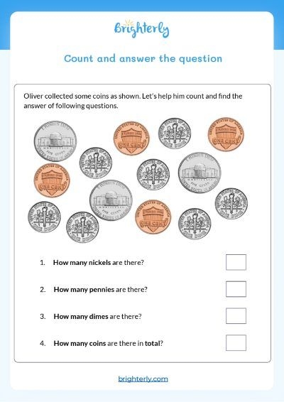 Free Counting Coins Worksheets For Kids PDFs Brighterly