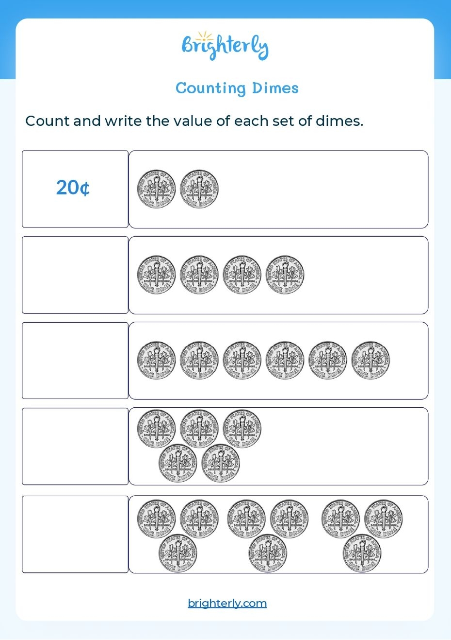 Free Counting Coins Worksheets For Kids PDFs Brighterly