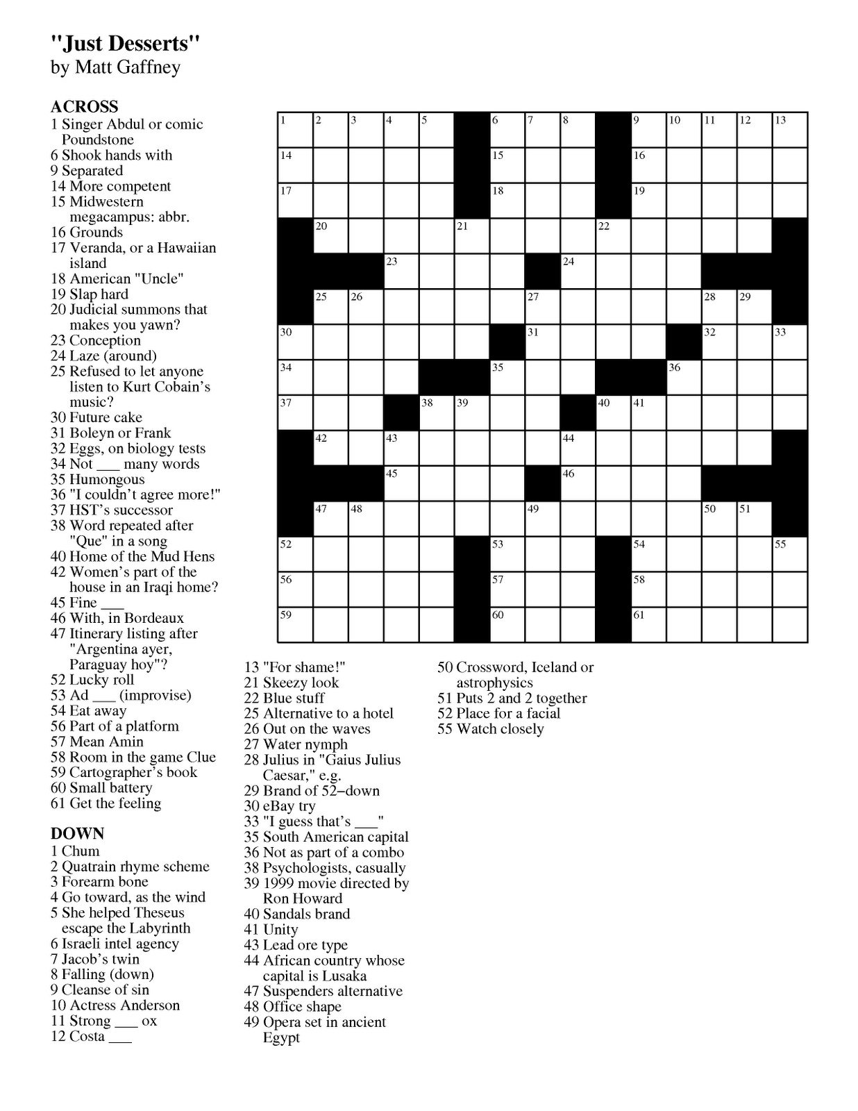 Free Crossword Puzzles Maker Printable Asseability