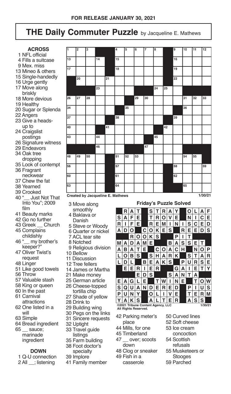 Free Daily Printable Crossword Puzzles Printable JD