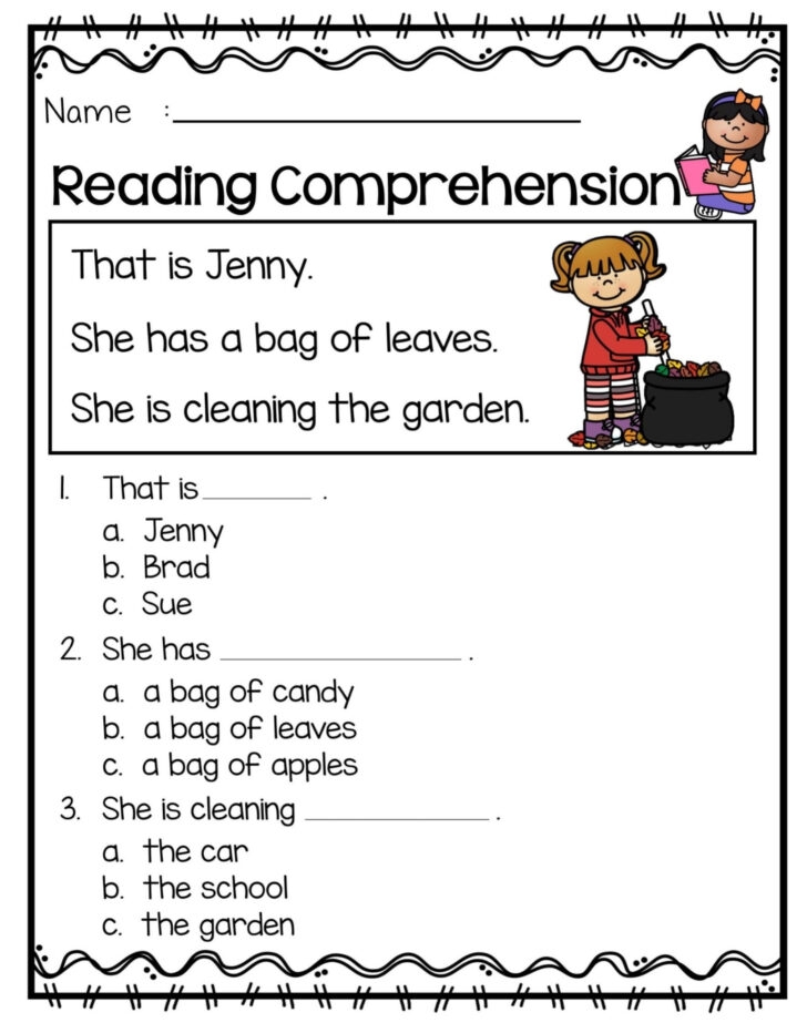 Free English Reading Comprehension Worksheets For Grade 1 Reading 