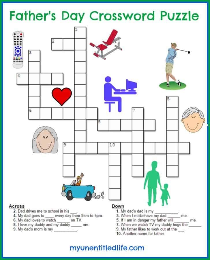 Free Fathers Day Crossword Puzzle
