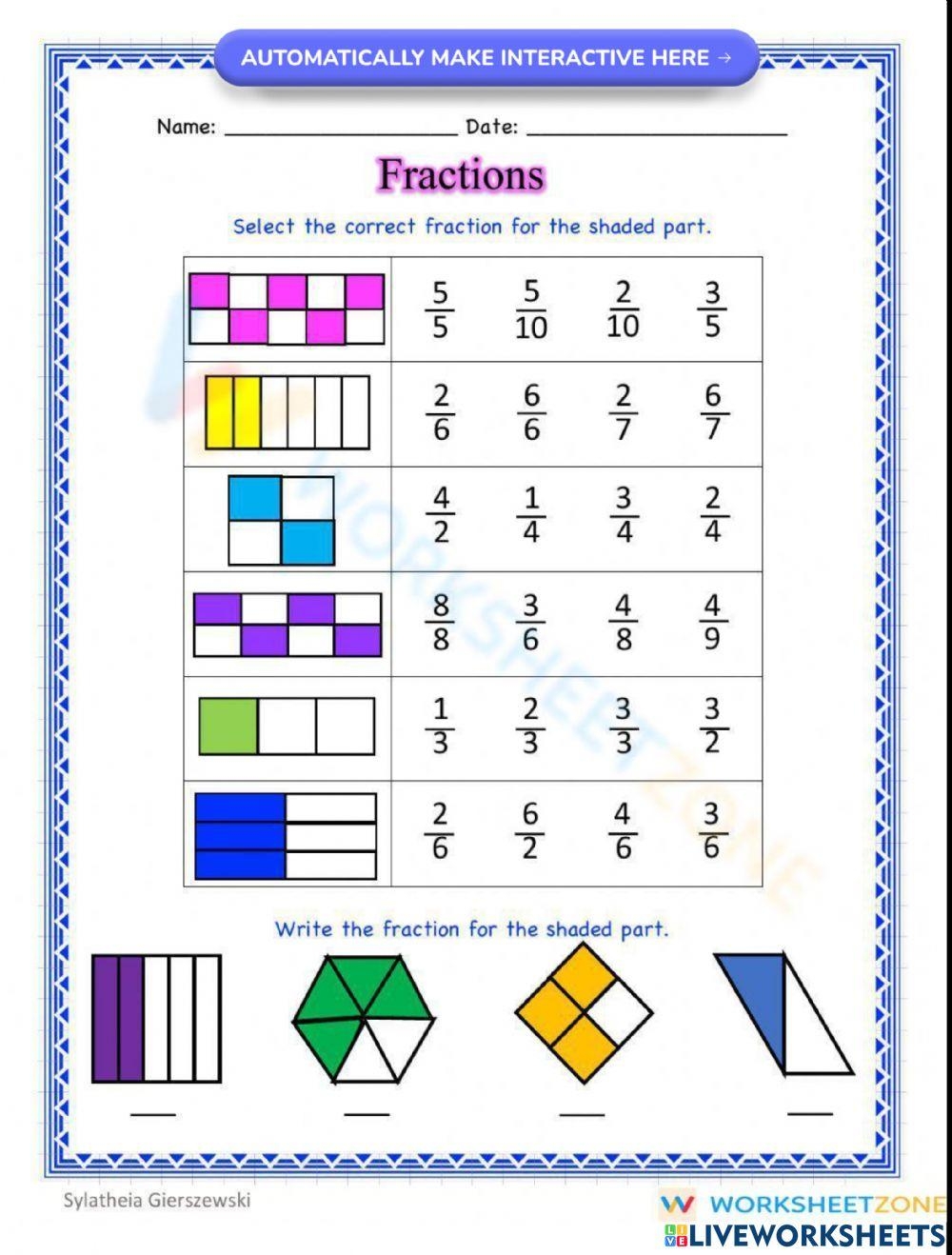 Free Fraction Worksheet Online Download Free Fraction Worksheet Online 