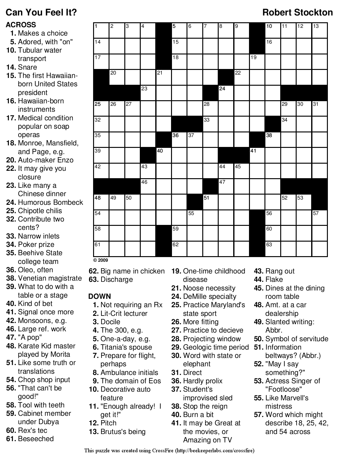 Free Large Print Crossword Puzzles Printable
