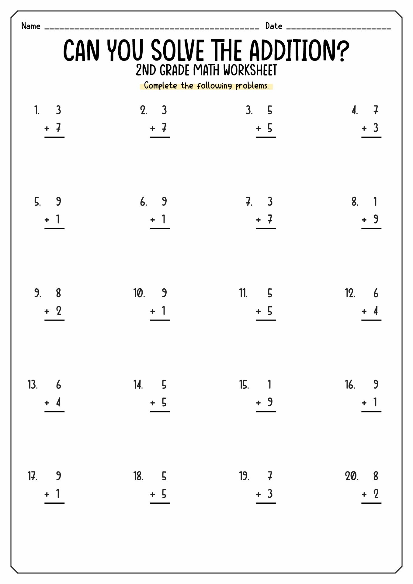Free Math Sheets For 2nd Graders Download Free Math Sheets For 2nd