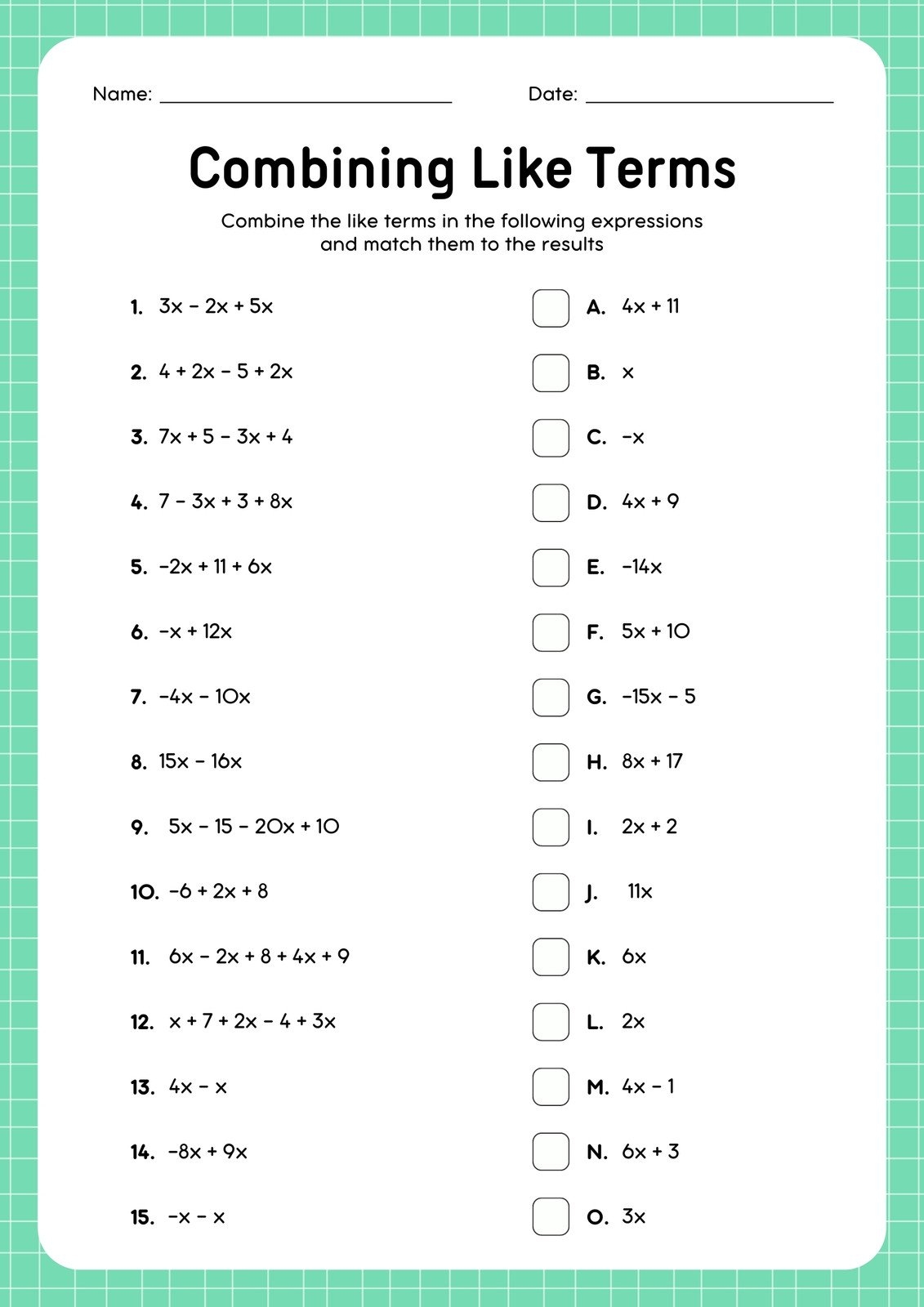 Free Math Worksheets For 8th Graders Practice Sheets Exercises