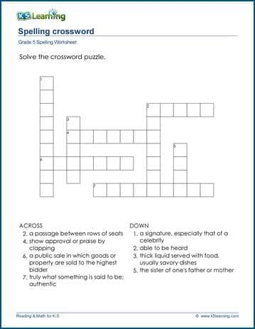 Free Printable 5th Grade Crossword Puzzles