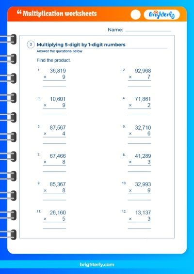 Free Printable 6th Grade Multiplication Worksheets PDFs 