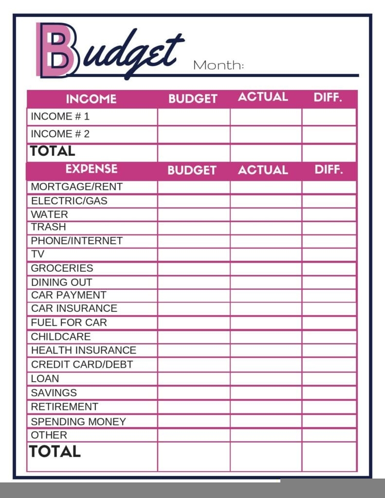 Free Printable Budget Worksheets Printable Worksheets
