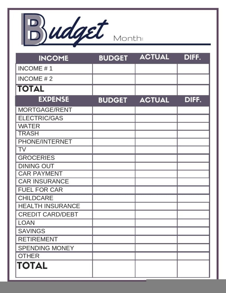 Free Printable Budgeting Worksheets Printable Worksheets