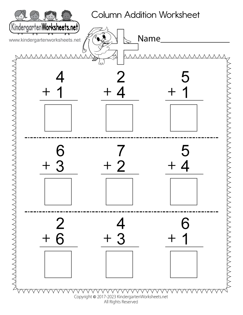 Free Printable Column Addition Worksheet