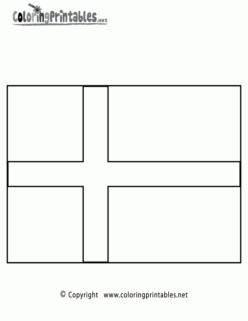 Free Printable Denmark Flag Coloring Page