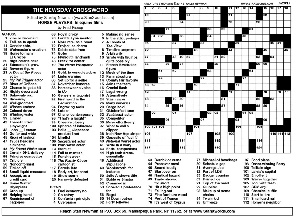 Free Printable Frank Longo Sunday Crossword Puzzles