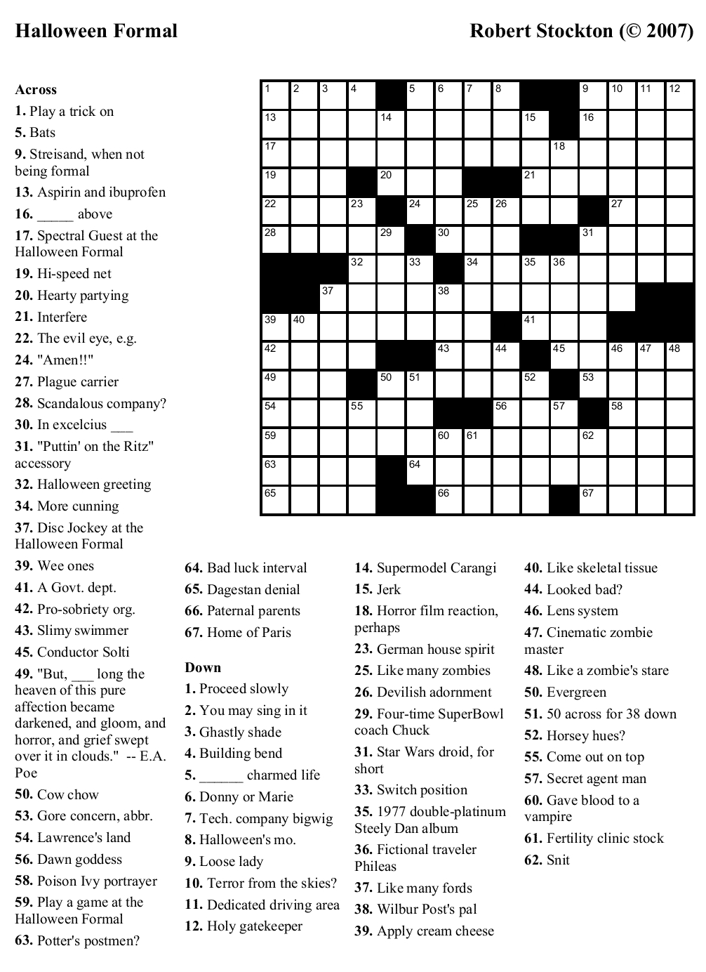Free Printable Hard Crossword Puzzles