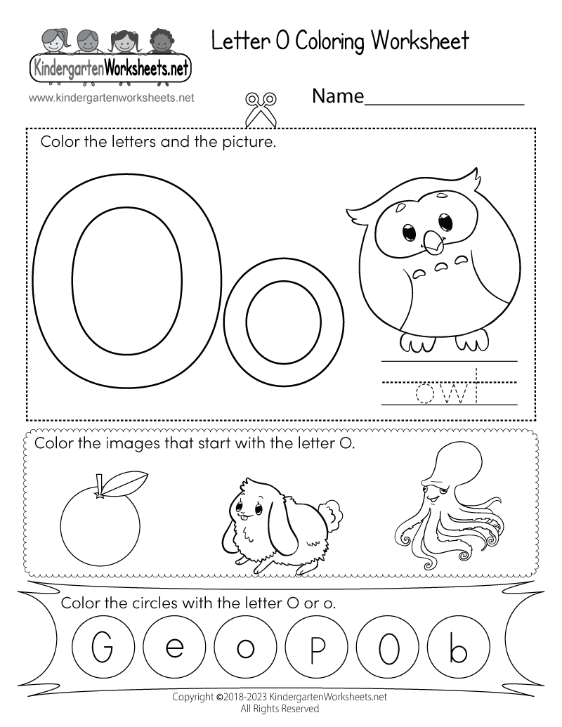 Free Printable Letter O Coloring Worksheet For Kindergarten
